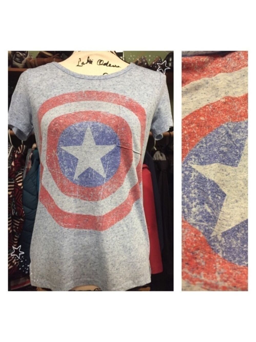 Marvel Captain America Blue Graphic Burnout Tee - Picture 3 of 7
